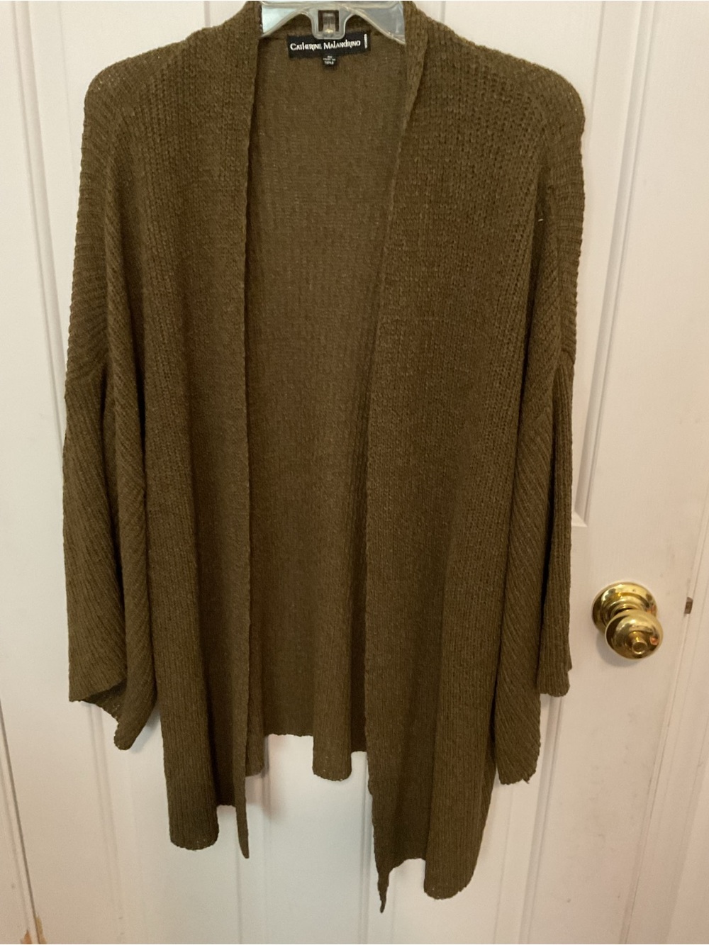 Catherine Malandrino Olive Open-Front Knit Cardigan
